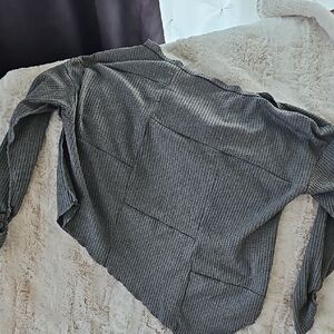 Gray Off The Shoulder, Ribbed Knit!